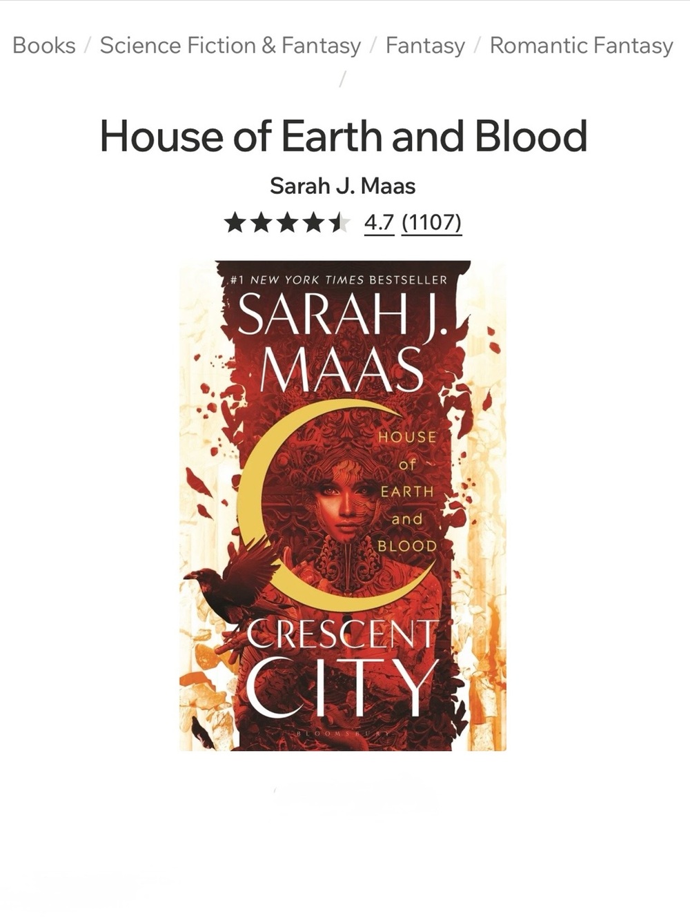 NEW Crescent City 1 House of Earth and Blood by Sarah J. Maas